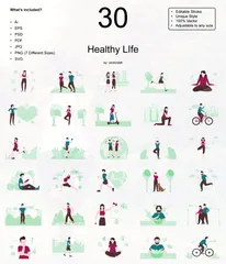 Healthy Life Illustration Pack