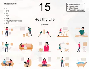 Healthy Life Illustration Pack