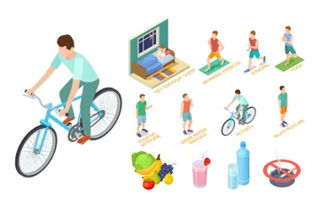 Healthy Lifestyle Isometric Illustration Pack