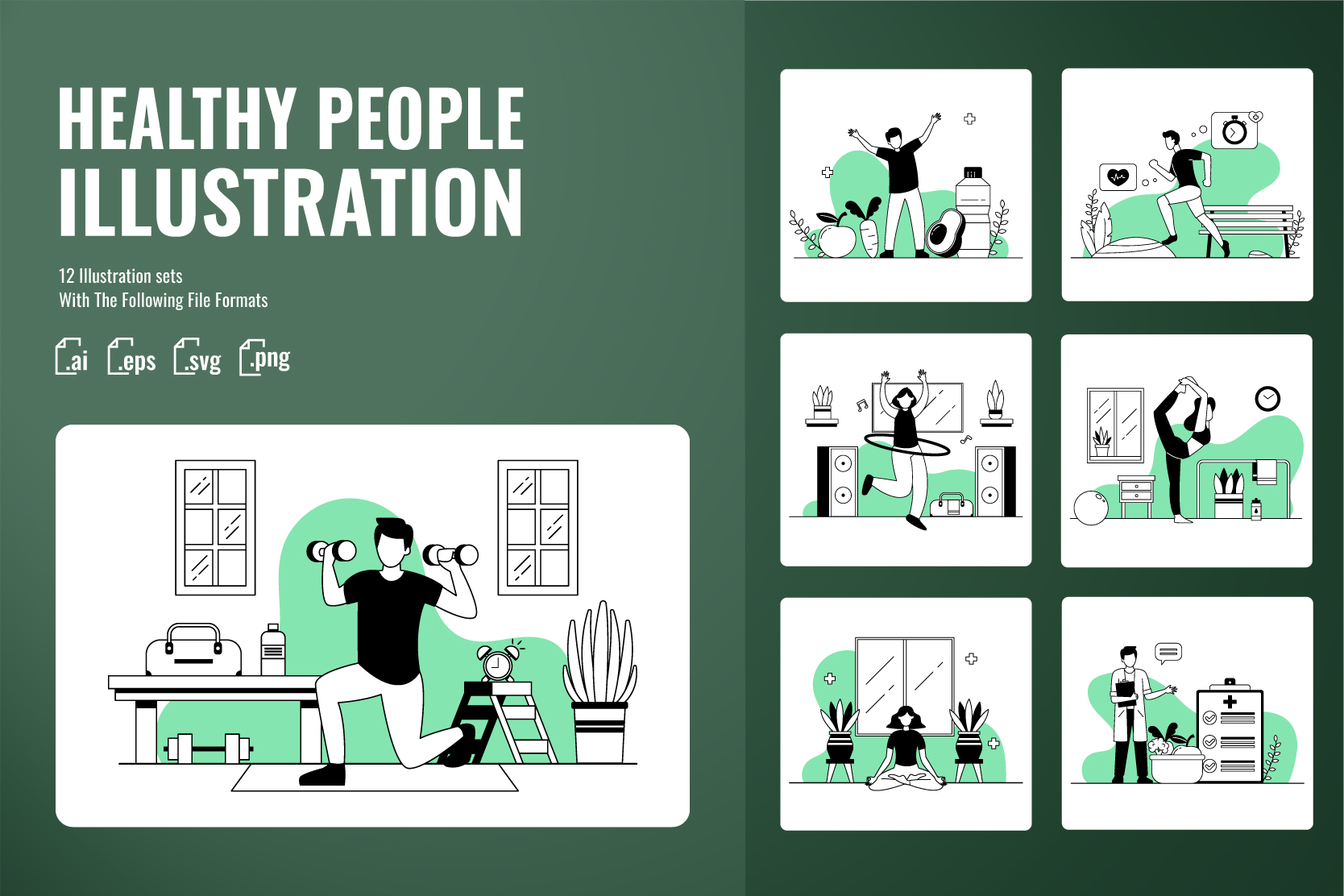 Healthy People Illustration Pack - 12 Free Download Healthcare ...