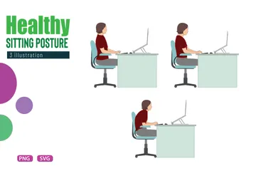 Healthy Sitting Posture Illustration Pack