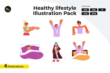 Healthy Sleep And Sun Exposure Illustration Pack