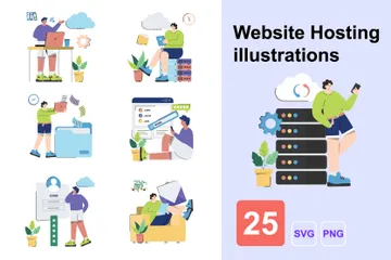 Hébergement de sites Web Pack d'Illustrations