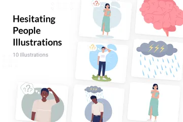 Hesitating People Illustration Pack