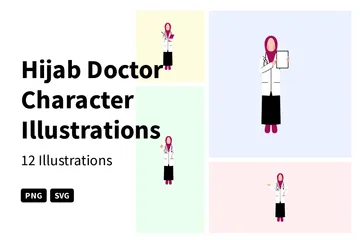 Carácter médico hijab Paquete de Ilustraciones