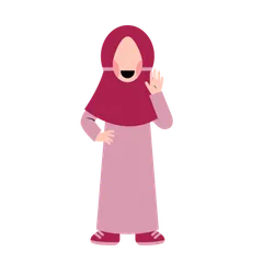 Hijab Kid agitant la main Pack d'Illustrations