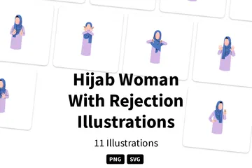 Femme hijab avec rejet Pack d'Illustrations