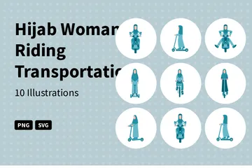 Hijab Frau Reiten Transport Illustrationspack