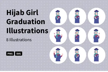 Hijab Girl Graduation Illustration Pack