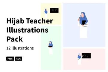 Hijab-Lehrerin Illustrationspack