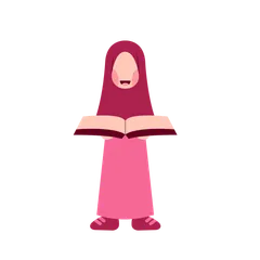 Hijab, Mädchen, Mit, Buch Illustrationspack