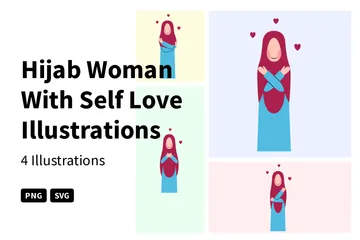 Mulher Hijab com amor próprio Pacote de Ilustrações