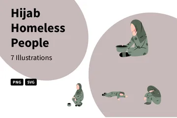 Hijab Obdachlose Illustrationspack