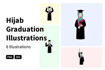 Remise des diplômes en hijab Pack d'Illustrations