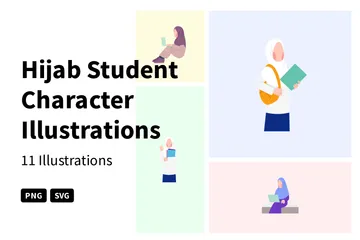 Hijab Student Illustration Pack