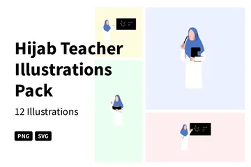 Hijab Teacher Illustration Pack