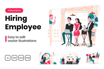 Hiring Employee Illustration Pack