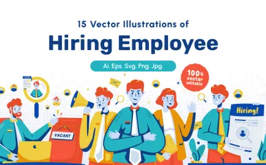 Hiring Employee Illustration Pack