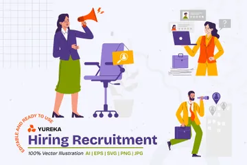 Hiring Recruitment Illustration Pack