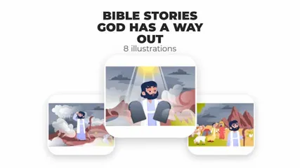 Historias bíblicas Dios tiene una salida Paquete de Ilustraciones
