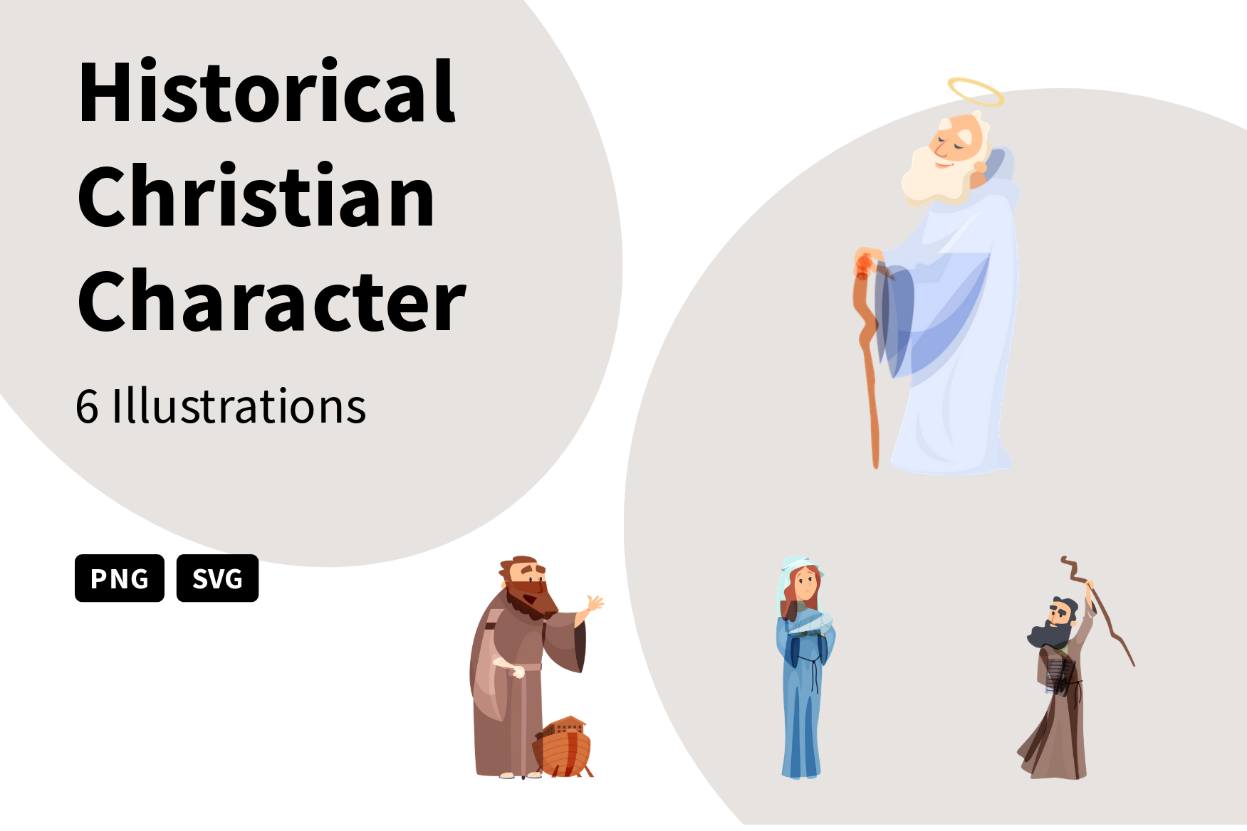 Historical Christian Character Illustration Pack 6 People