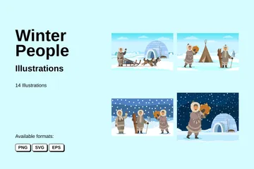 Les gens d'hiver Illustration Pack