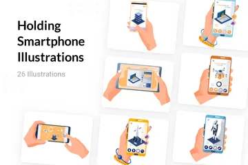 Holding Smartphone Illustration Pack