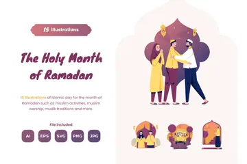 Holy Month Of Ramadan Illustration Pack