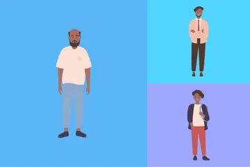 Hombre afroamericano en diferentes edades Paquete de Ilustraciones