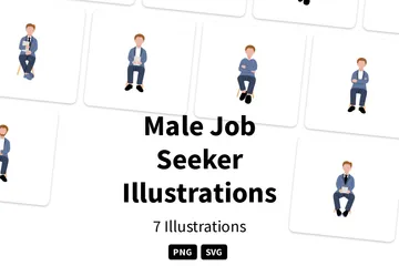 Buscador de empleo masculino Paquete de Ilustraciones