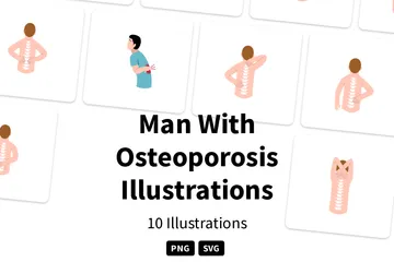 Hombre con osteoporosis Paquete de Ilustraciones