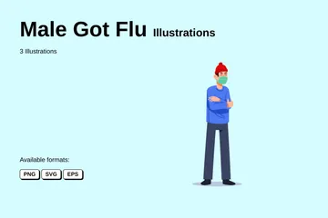 Hombre contrajo gripe Paquete de Ilustraciones