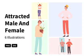 Hombre y mujer atraídos Paquete de Ilustraciones