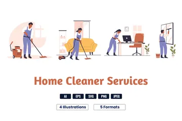 Home Cleaner Service Illustration Pack