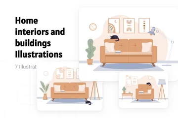 Home Interiors And Buildings Illustration Pack