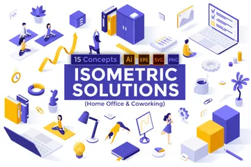 Home Office e Co-working Pacote de Ilustrações