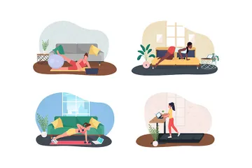 Home Office Gym Illustration Pack