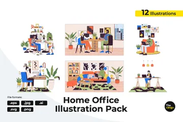 Home-Office-Organisation Illustrationspack