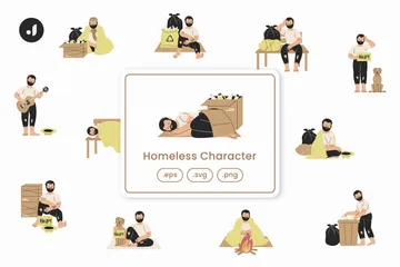 Homeless Character Illustration Pack