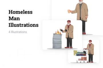 Homeless Man Illustration Pack