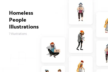 Homeless People Illustration Pack