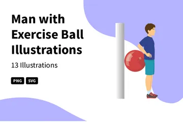 Homem com bola de exercícios Illustration Pack