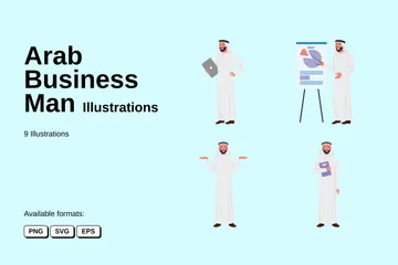 Homem de negócios árabe Pacote de Ilustrações