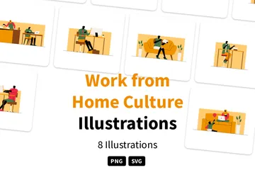 Homeoffice-Kultur Illustrationspack