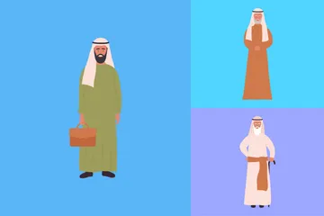 Homme arabe à différents âges Pack d'Illustrations