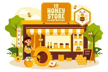 Honey Store Illustration Pack