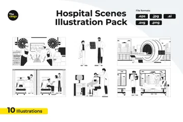 Soins médicaux à l'hôpital Pack d'Illustrations