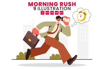 Hora do Rush da Manhã Illustration Pack