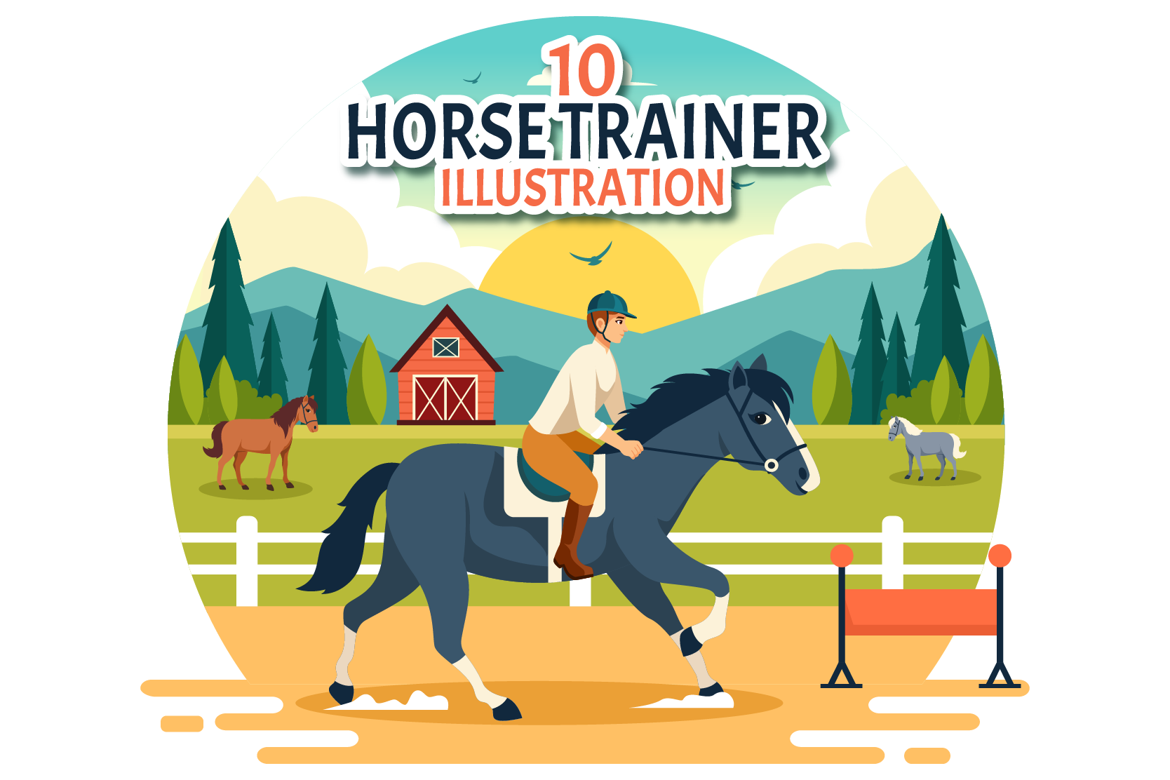 Horse Trainer Illustration Pack - 10 Sports & Games Illustrations | SVG ...