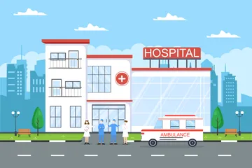 Hospital Building Illustration Pack